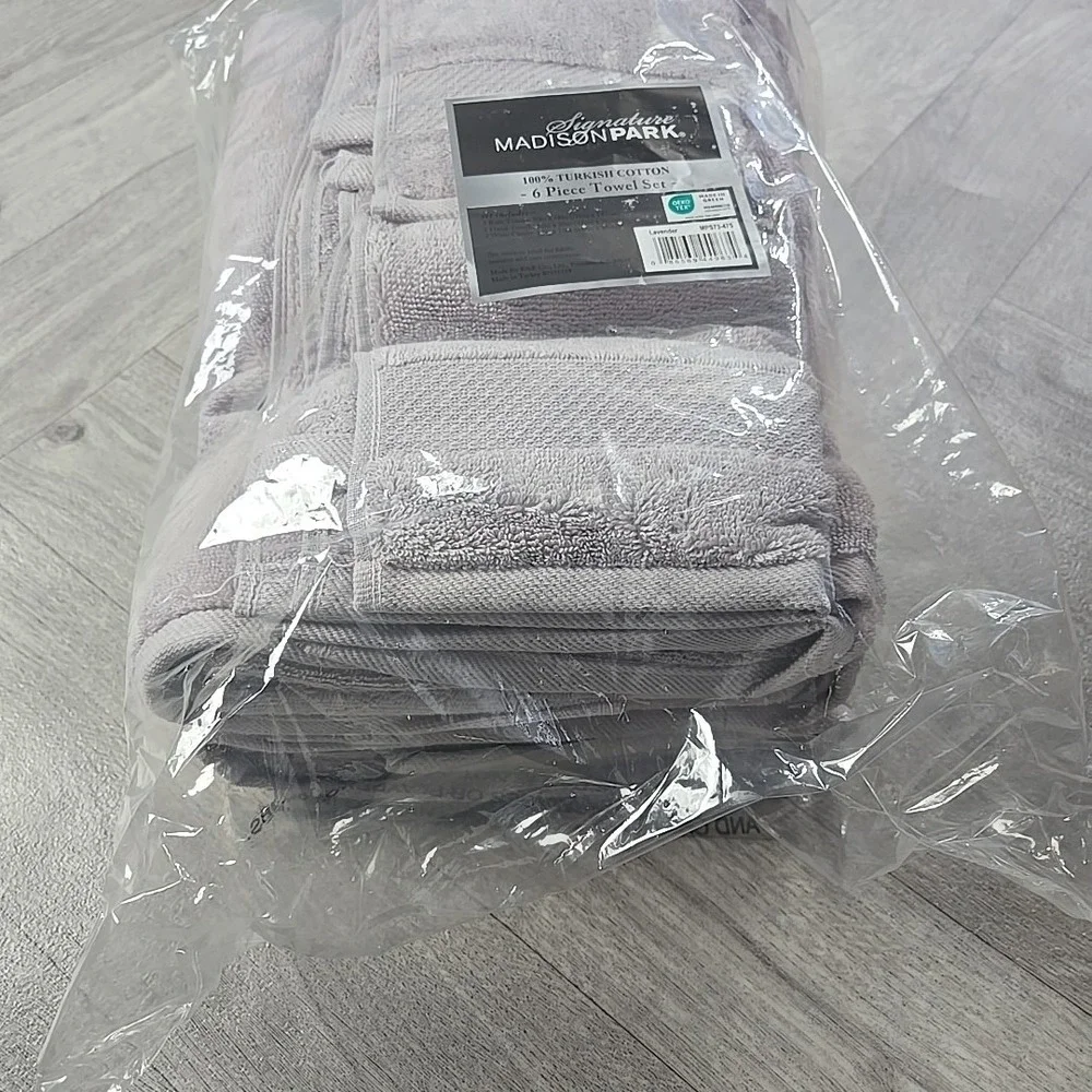 Signature Madison Park 100% Turkish Cotton 6 Piece Towel Set Lavender Mps73-475